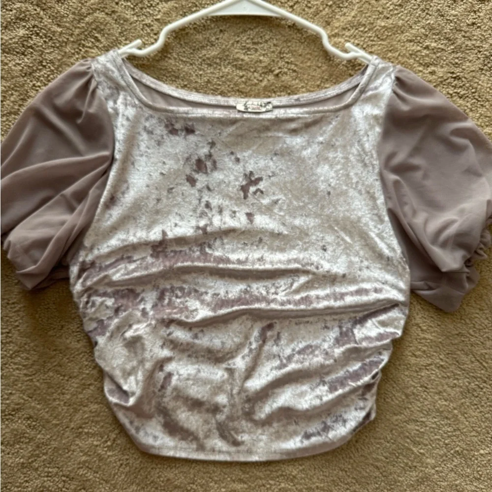 Free People Midnight Mood Velvet Crop Intimately Gray Mauve Women